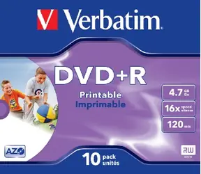 Verbatim DVD+ R / 4,7 GB / 16x / bedruckbar / 10er Jewel Case