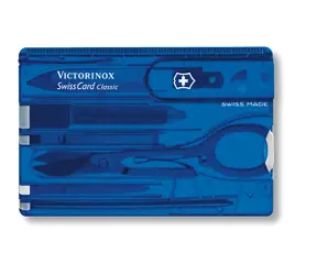 VICTORINOX SWISSCARD blau-transparent / Multifunktionskarte / Anzahl Funktionen 10 / Maße 82 x 45 mm