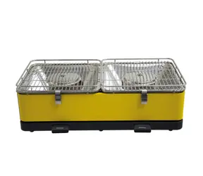 Feuerdesign Santorini gelb / Tisch-Holzkohlegrill / 69 x 34 x 21 cm