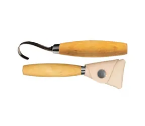 Morakniv Hakenmesser 164 Rechtsholz / Tranchiermesser / für Rechtshänder / Edelstahl / Klinge 5,5 cm / Lederbezug