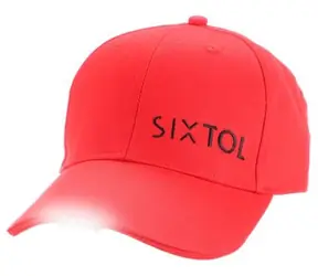 SIXTOL B-CAP rot / LED-Kappe mit Licht / 5x 5 lm / wiederaufladbar / USB