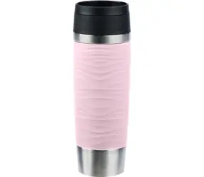 Emsa Travel Mug Waves Grande 0,5l rosa / Thermobecher / Edelstahl