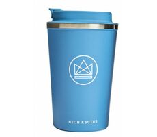 Neon Kactus Design Thermobecher 380 ml blau / 0,38 L / Edelstahl 