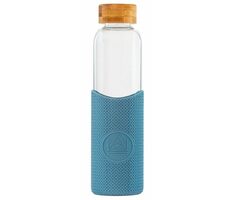 Neon Kactus Glasflasche mit Hülse blau 550 ml