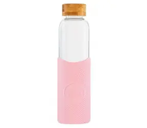Neon Kactus Glasflasche mit Hülle rosa 550 ml