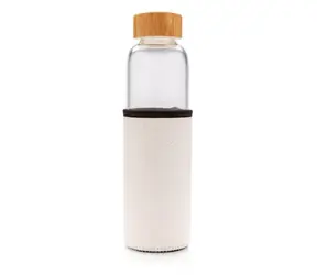 XD Design Glaswasserflasche mit Schutzhülle weiß 550 ml