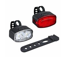 Solight Set wiederaufladbarer Fahrradbeleuchtung / 160 lm vorne / hinten rot / IP44 / Li- ION / USB