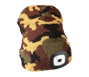 SIXTOL Mütze mit Stirnlampe Camouflage / 180lm / wiederaufladbar / USB / Einheitsgröße / Baumwolle/PE