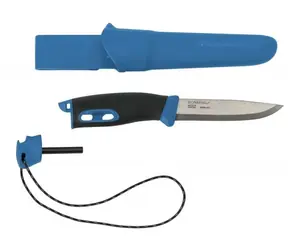 Morakniv Companion Spark blau / Outdoormesser mit Feuerstein / Edelstahl / Klinge 10,4 cm / Kunststoffgehäuse
