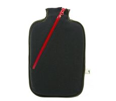 Hugo Frosch Eco Classic Comfort Wärmflasche mit Softshell-Reißverschlussbezug, Schwarz