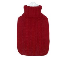 Hugo Frosch Klassische Wärmflasche mit rotem Strickbezug