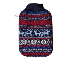 Hugo Frosch Öko Classic Comfort 2L Wärmflasche mit Strickbezug - Norwegermotiv