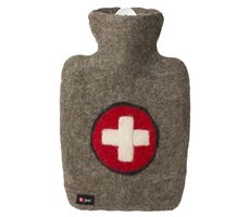 Hugo Frosch Classic Wärmflasche mit Filzbezug aus 100% Merino-Schafwolle - Kreuz