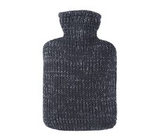Hugo Frosch Klassische Wärmflasche mit Lurex-Strickbezug - Anthrazit