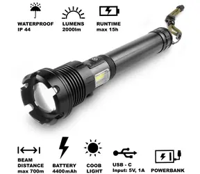 Retlux RPL 401 Taktische Aluminium-Taschenlampe / 2000 lm / IPX4