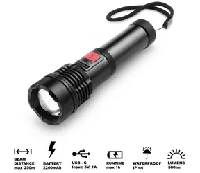 Wiederaufladbare Retlux RPL 403 Taschenlampe / 500 lm / IP44 / 2200 mAh