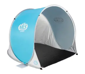NILS Camp NC3173 blaugrau / Selbstfaltendes Strandzelt / 110 x 140 x 110 cm / Wassersäule: 1000 mm