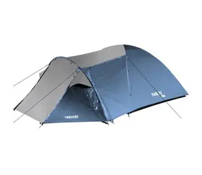NILS Camp NC6012 Trekker blaugrau / Touristenzelt / 4 Personen / 130+210 x 240 x 130 cm / Wassersäule: 3000 mm