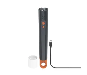 HAMA FLX1200-C LED-Taschenlampe, grau / wiederaufladbar / Aluminium / 1200 lm / 300 m / 4 Modi + SOS / IP44 / Zoom / Karabiner
