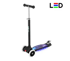 NILS Fun HLB1310 Dreirad-Kinderroller mit LED, schwarz