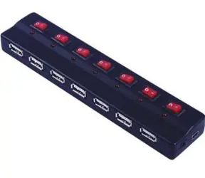 PremiumCord USB 2.0 HUB 7-Port / externes Netzteil / Port-Switches