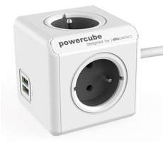 PowerCube Extended USB grau / Verlängerungskabel 230V / 1,5m / 4 Steckdosen / 2x USB- Port
