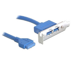 DeLock Stecker 1x intern 19pin USB 3.0 - 2x USB 3.0 A Buchse extern / Low Profile