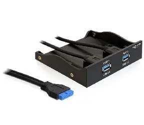 DeLock Frontblende auf 3,5" Slot / 2x USB 3.0 / Schwarz 