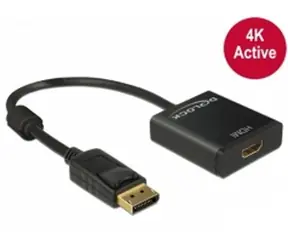 DeLock Adapter Displayport 1.2 Stecker <-> HDMI Buchse 4K aktiv / Schwarz