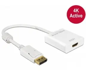 DeLock Adapter Displayport 1.2 Stecker <-> HDMI Buchse 4K aktiv / weiß