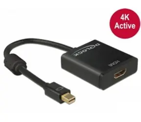 DeLock Adapter Mini Displayport 1.2 Stecker <-> HDMI Buchse 4K aktiv / Schwarz