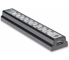 Manhattan USB 2.0 Hub / 10 Ports + Netzteil / schwarz