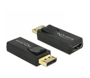 DeLock Adapter Displayport 1.2 Stecker > HDMI Buchse 4K aktiv / Schwarz