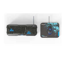 E-BLUE Polygon Set / Tastatur+Maus+Pad / Gaming-Kabelset / USB / US / blau