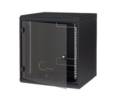 Triton 19" einteiliger Schrank 9HE/400mm / Ganzglastür / schwarz