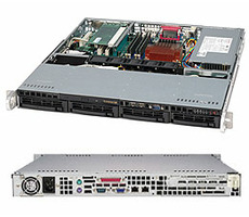 SuperMicro 1U-Gehäuse (CSE-813MFTQC-350CB) / 4X 3,5" HS SAS / SATA / 350W (80PLUS Platinum)