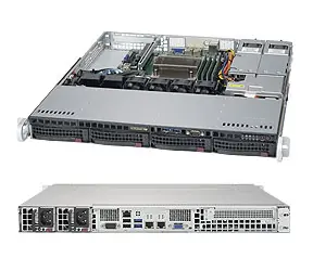 SuperMicro 1U Server (SYS-5019S-MR) / 1x LGA1151 / iC236 / 4X DDR4 ECC / 4X 3,5" HS SATA3 / 2x400W (80+ Platinum) / IPMI