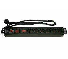 Xtendlan SOCKET 6N-VM-19 / Verteilerpanel 19" / 6x 230V / Überstromschutz / Verbrauchsmessung