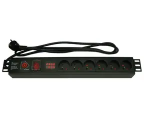 Xtendlan SOCKET 6N-VM-19 / Verteilerpanel 19" / 6x 230V / Überstromschutz / Verbrauchsmessung