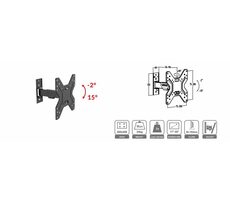 ECG LD 174202 schwarz / Wandhalterung für Fernseher 17"-42" / VESA 200x200 / Abstand von der Wand 56-194 mm / bis 25 kg 