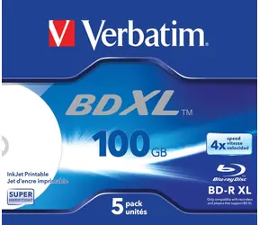 Verbatim BD- R XL 100 GB 5 Stück / Hard Coat / 4X / für Datenarchivierung / Jewelbox 
