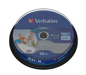 Verbatim BD R Blu-Ray 25 GB 10 Stück / 6x / HTL WIDE bedruckbar / Spindel