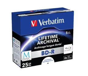 Verbatim Blu-ray BD R M-Disc 25 GB 5 Stück / 4X / bedruckbar / Jewelbox