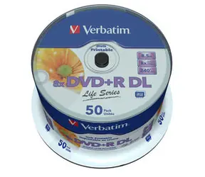 Verbatim DVD+ R DL 8,5 GB Inkjet Printable 50 Stück / 8x