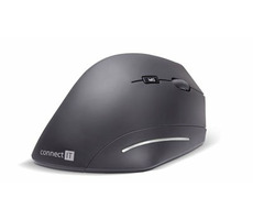 Connect IT FOR HEALTH CMO-2510-BK schwarz / Ergonomische vertikale kabellose Maus / 1600DPI / 6 Tasten / 2,4GHz / 2x AA