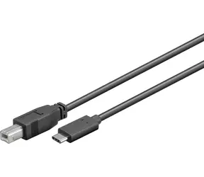 MicroConnect Anschlusskabel USB-C 3.1 M - USB-B 2.0 M / 480 Mbit/s / 1m / schwarz