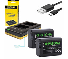 Patona Ladegerät Photo Dual Quick Sony NP-FW50 + 2x Akkus 1030mAh / USB