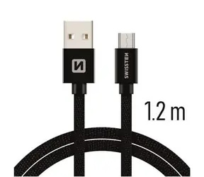 Swissten TEXTILE Datenkabel USB - microUSB 1,2m schwarz
