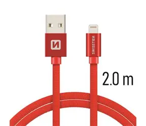 Swissten TEXTILE Datenkabel USB - Lightning 2m rot