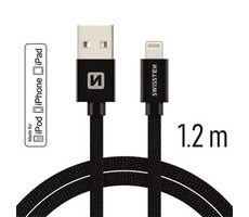 Swissten TEXTILE Datenkabel USB - Lightning MFi 1,2m schwarz